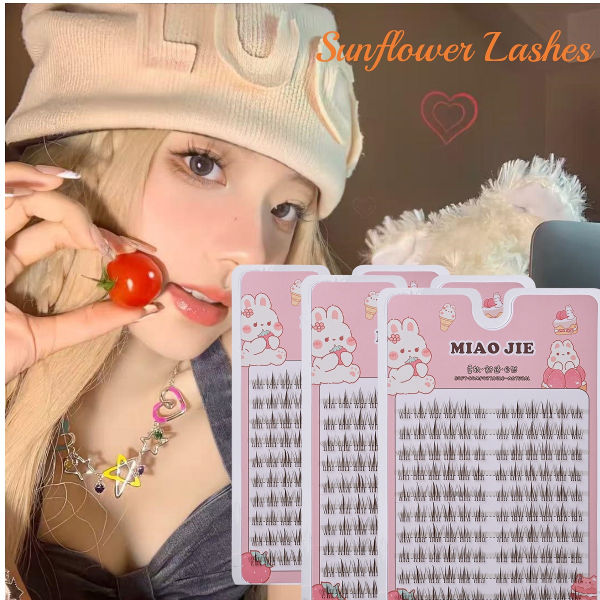 Eyelash Extension In Chinese - MIAOJIE Girasole Marrone Ciglia Finte Nero
